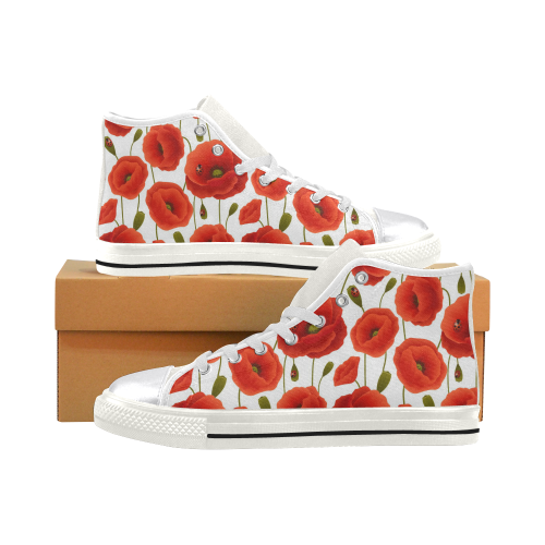 Poppy Pattern Women's Classic High Top Canvas Shoes (Model 017)
