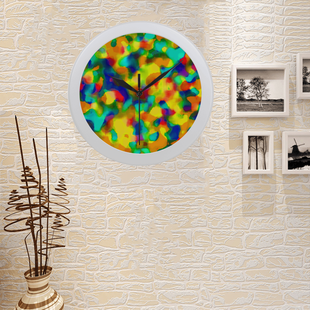 Colorful watercolors texture Circular Plastic Wall clock