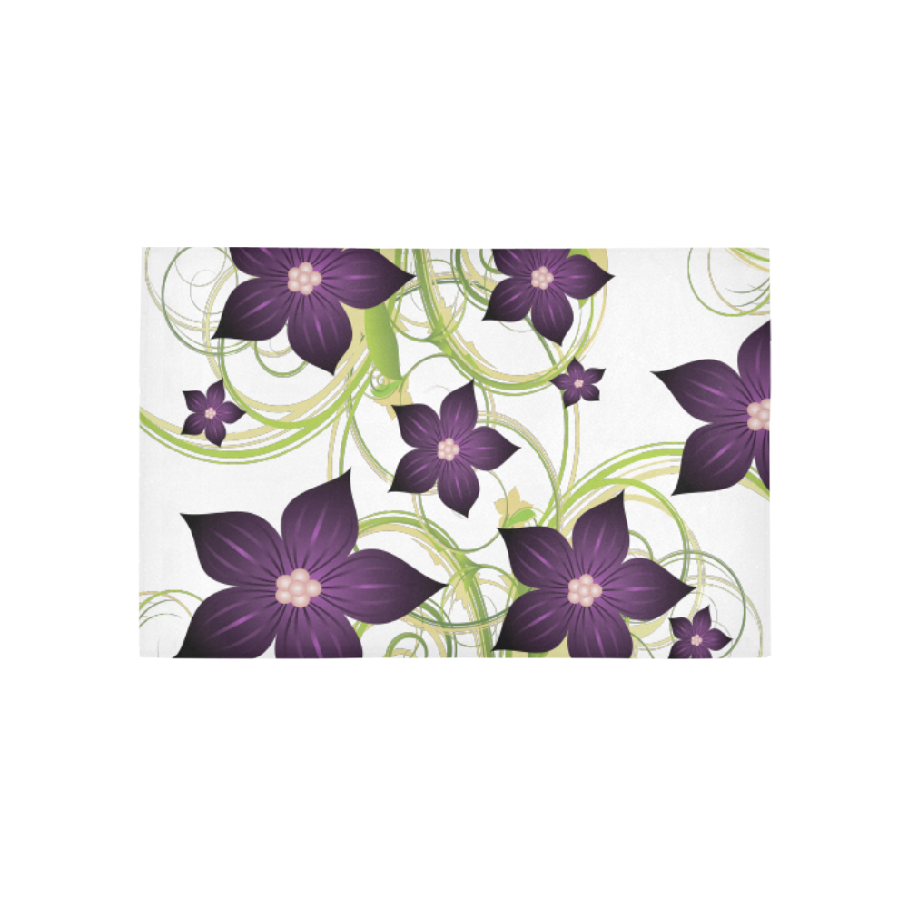 Purple Floral Garden Area Rug 5'x3'3''