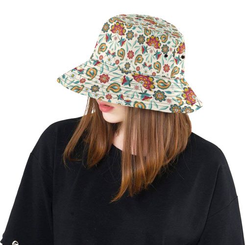 Loveley Batik Flowers All Over Print Bucket Hat
