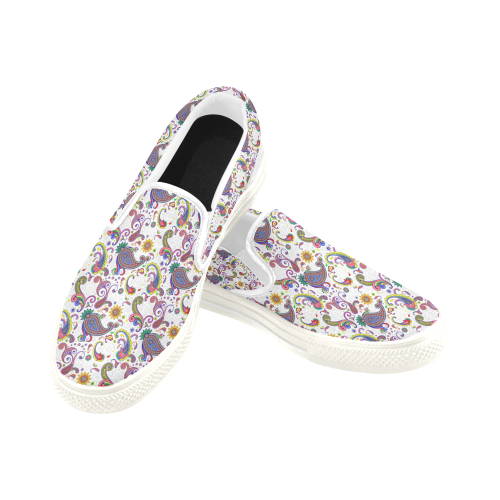 Bright paisley Women's Unusual Slip-on Canvas Shoes (Model 019)