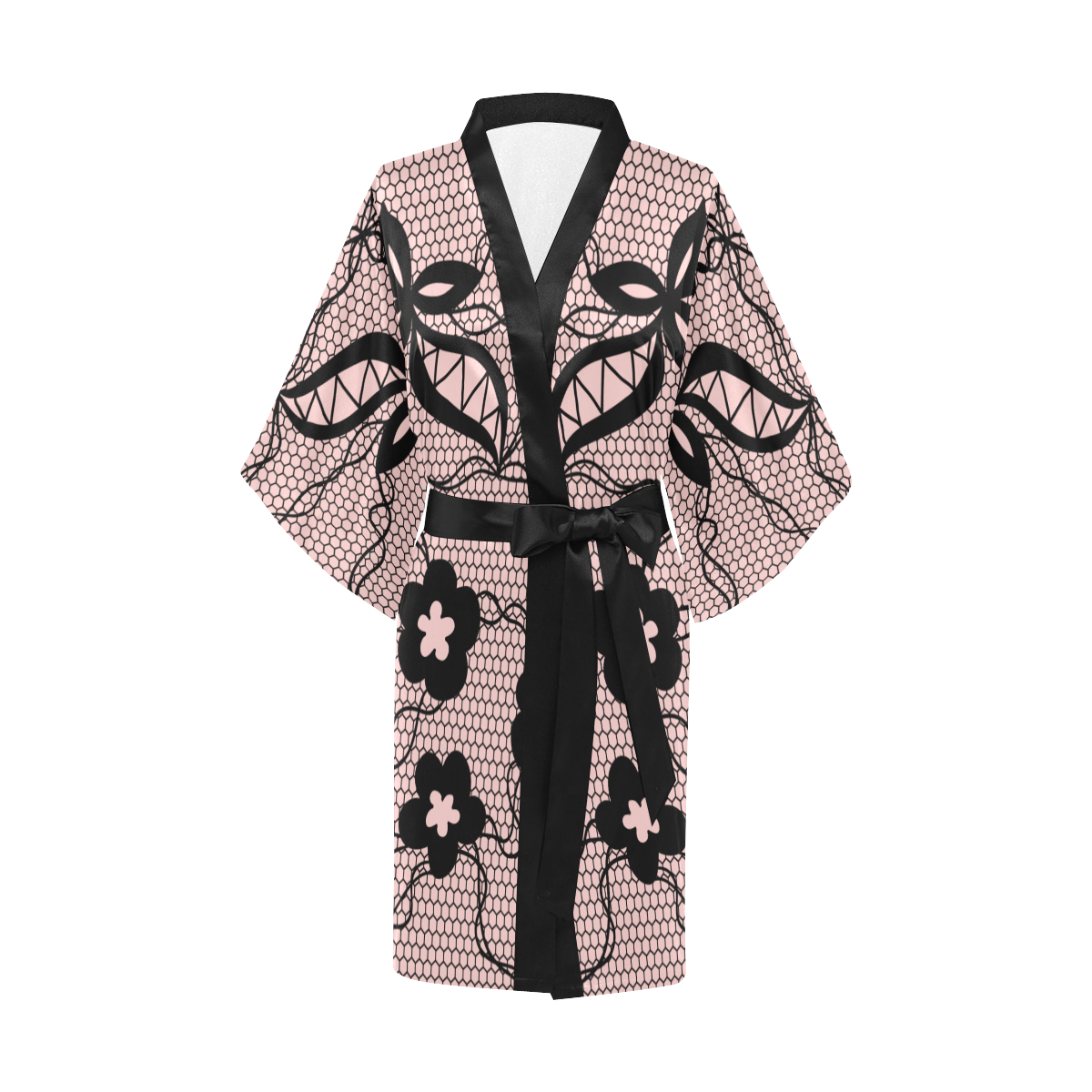 Exquisite Lace Pink Kimono Robe