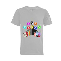 Las Vegas Pyramid / Poker Chips / Silver Men's V-Neck T-shirt  Big Size(USA Size) (Model T10)
