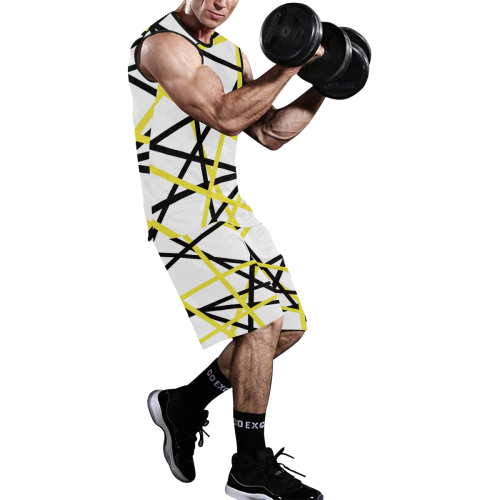 Black and yellow stripes All Over Print Basketball Uniform