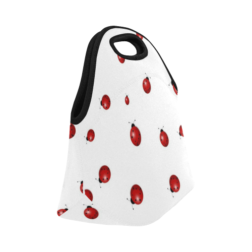 White Ladybugs Neoprene Lunch Bag/Small (Model 1669)