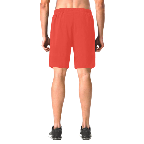 Pomegranate Solid Men's All Over Print Elastic Beach Shorts (Model L20)