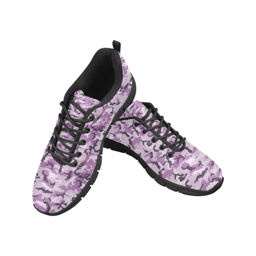 Woodland Pink Purple Camouflage Men's Breathable Running Shoes (Model 055)