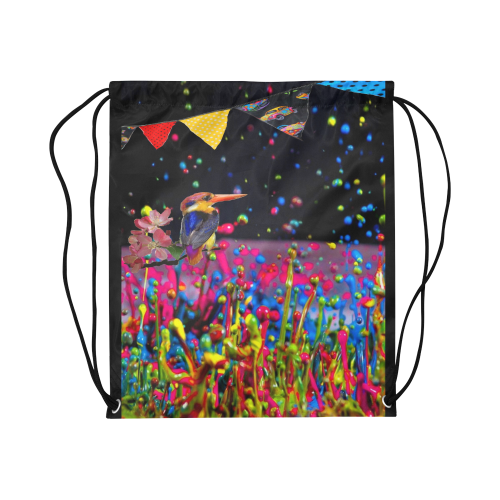 Kingfisher in a Paintscape Large Drawstring Bag Model 1604 (Twin Sides)  16.5"(W) * 19.3"(H)