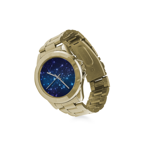 Twinkle Twinkle Little Blue Stars Cosmic Sky Custom Gilt Watch(Model 101)