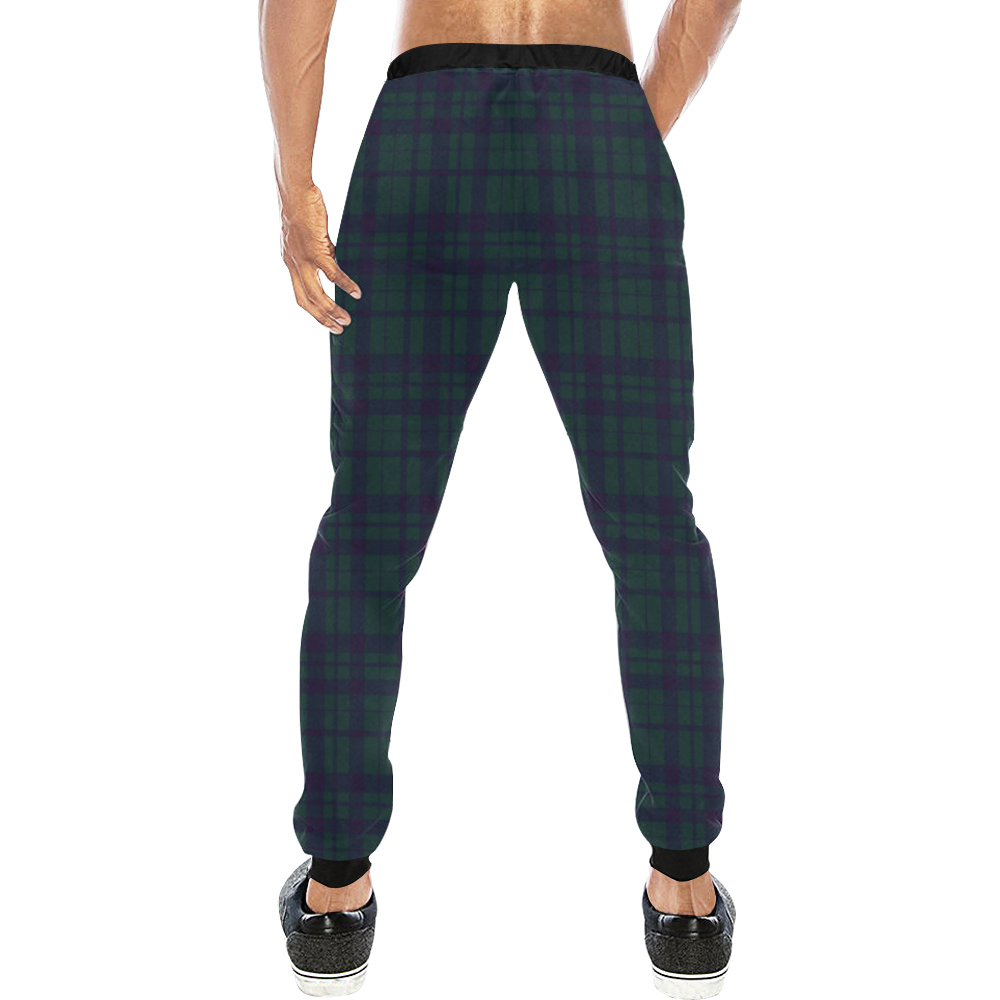 Green Plaid Rock Style Men's All Over Print Sweatpants (Model L11)