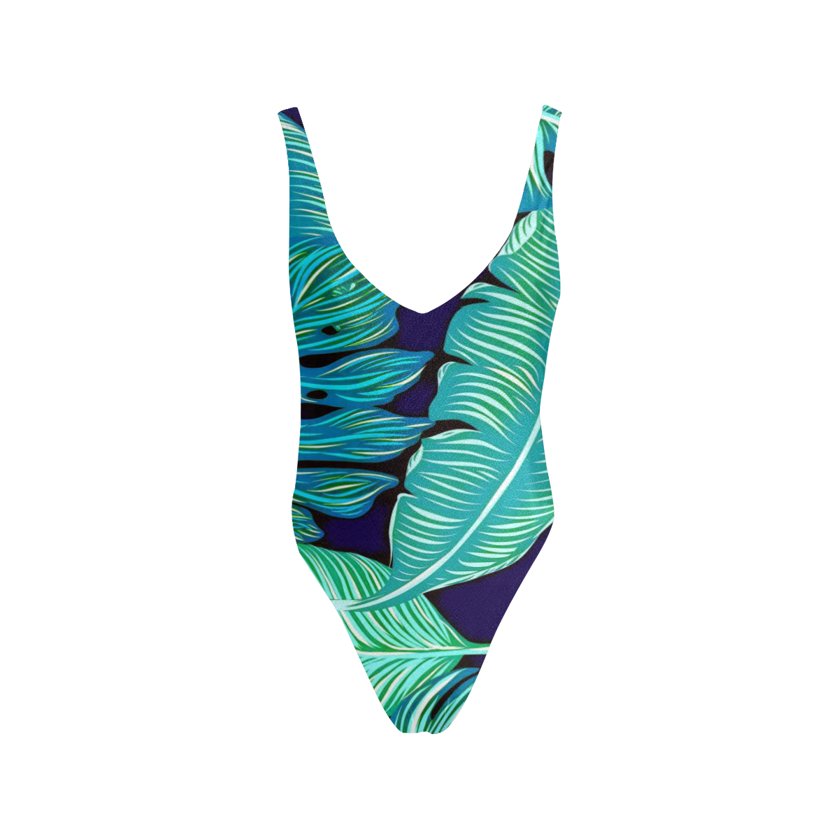 Pretty Leaves 2A by JamColors Sexy Low Back One-Piece Swimsuit (Model S09)