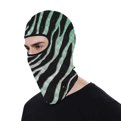 Ripped SpaceTime Stripes - Mint/White All Over Print Balaclava