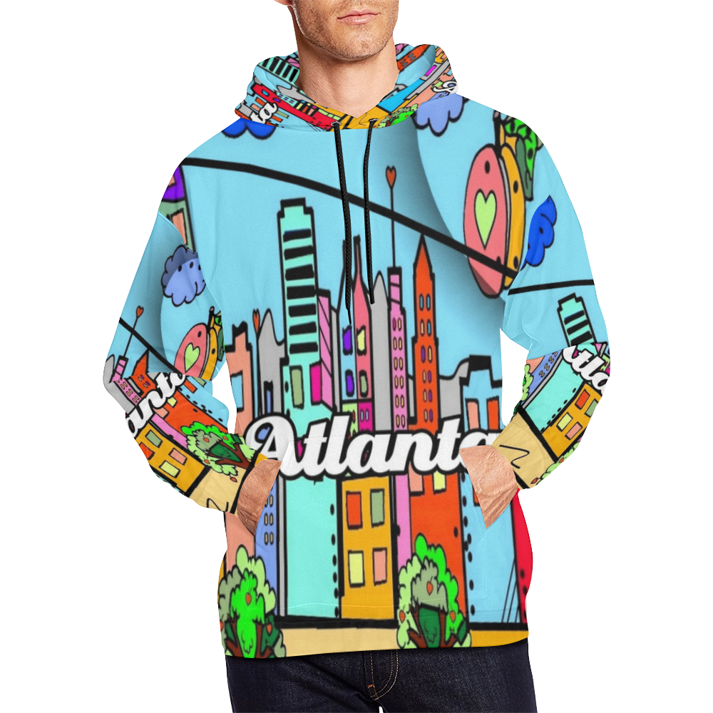 Atlanta Popart by Nico Bielow All Over Print Hoodie for Men/Large Size (USA Size) (Model H13)