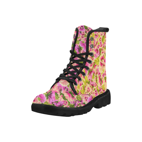 colorful flower pattern Martin Boots for Women (Black) (Model 1203H)