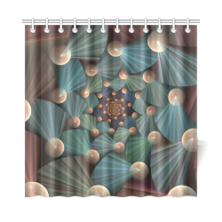 Modern Abstract Fractal Art With Depth Brown Slate Turquoise Shower Curtain 72"x72"