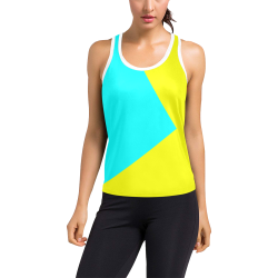 Bright Neon Blue and Yellow Women's Racerback Tank Top (Model T60)