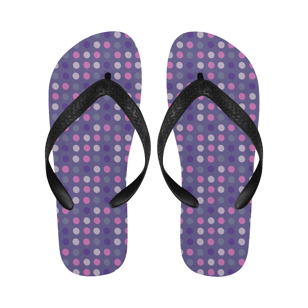 violet grey purple eggs on grey blue Flip Flops for Men/Women (Model 040)