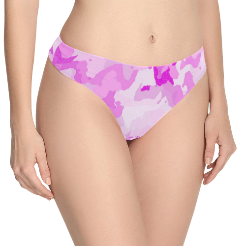 camouflage soft pink Women's All Over Print Thongs (Model L30)