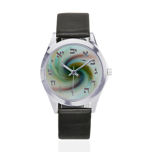vortex Unisex Silver-Tone Round Leather Watch (Model 216)