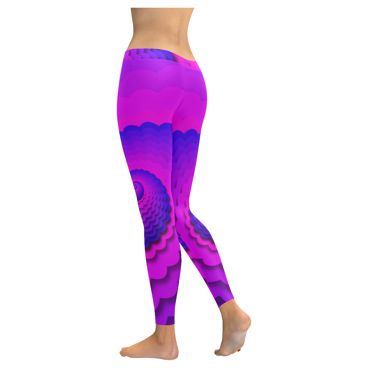 Spiral wave Women's Low Rise Leggings (Invisible Stitch) (Model L05)