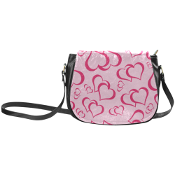 Pink Blush Hearts Classic Saddle Bag/Large (Model 1648)