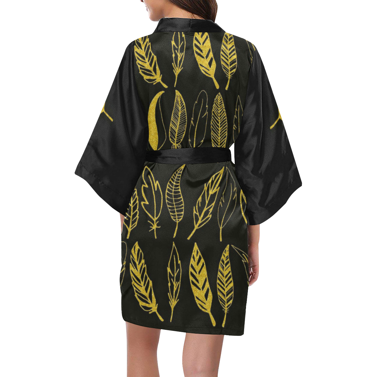 Golden Feather Kimono Robe