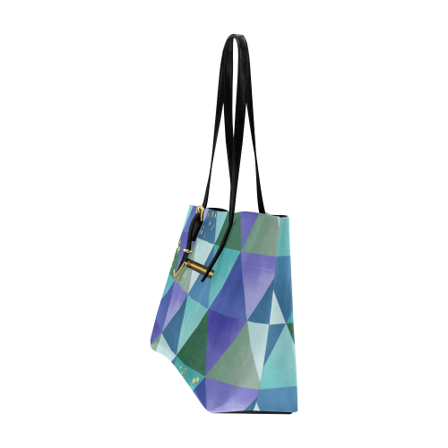 Triangle Pattern - Blue Violet Teal Green Euramerican Tote Bag/Large (Model 1656)