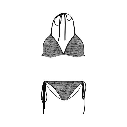 BLACK AND WHITE DIAMOND PATTERN WITH BLACK REAR Custom Bikini Swimsuit