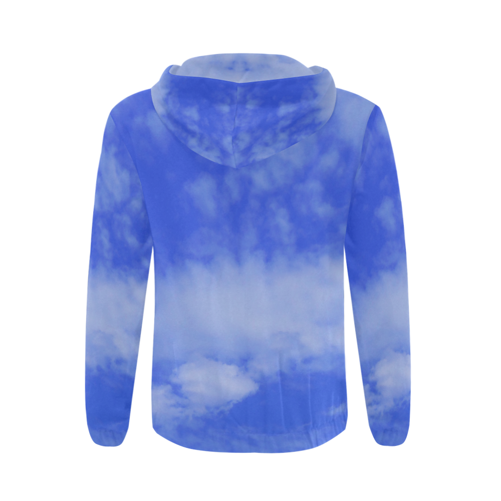 Blue Clouds All Over Print Full Zip Hoodie for Men/Large Size (Model H14)
