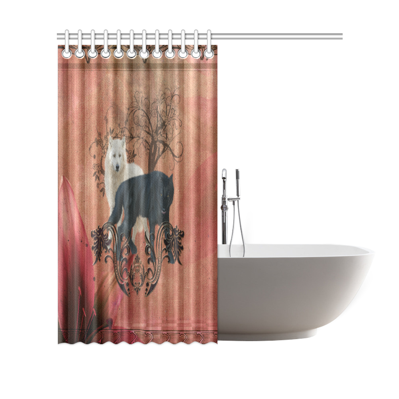 Awesome black and white wolf Shower Curtain 69"x70"