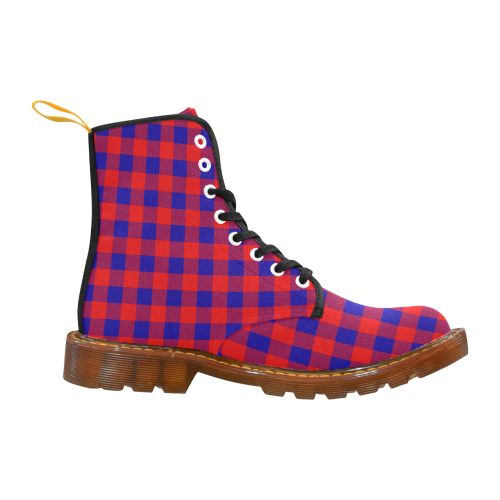 Red and Blue Checkered Martin Boots For Women Model 1203H