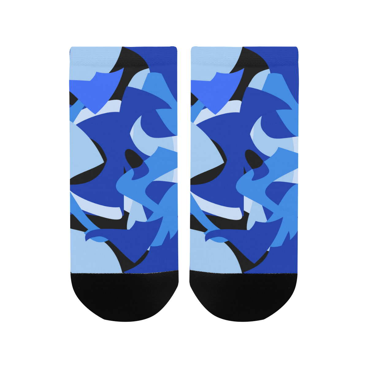 Camouflage Abstract Blue and Black Men's Ankle Socks