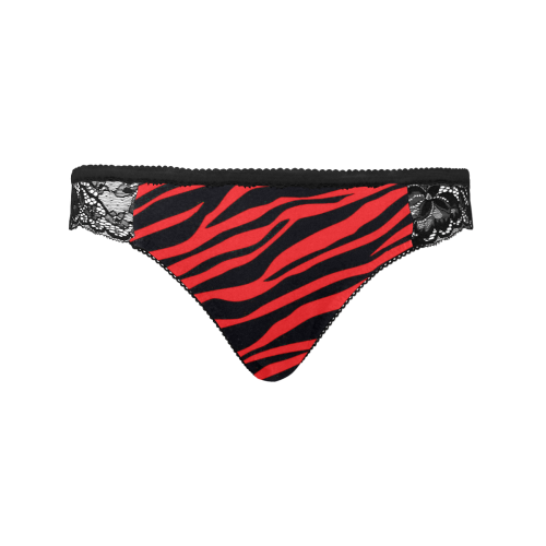 Red Zebra Stripes Black Women's Lace Panty (Model L41)