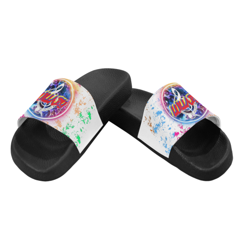 colorful-art class lullaby Men's Slide Sandals/Large Size (Model 057)