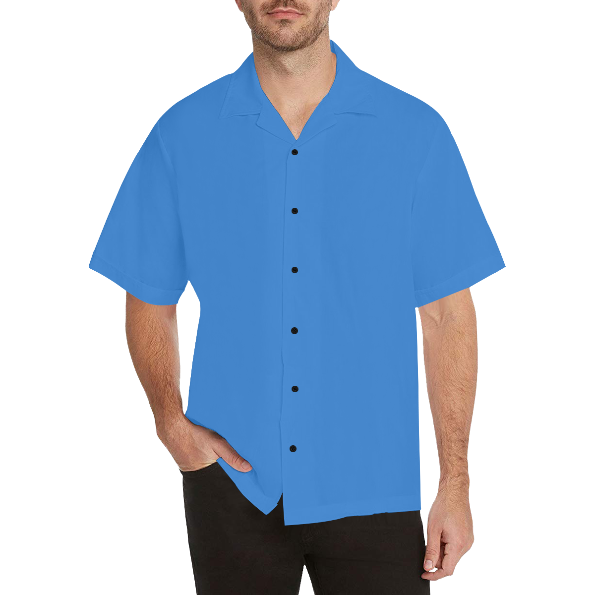 Sky Blue Serenity Solid Colored Hawaiian Shirt (Model T58)