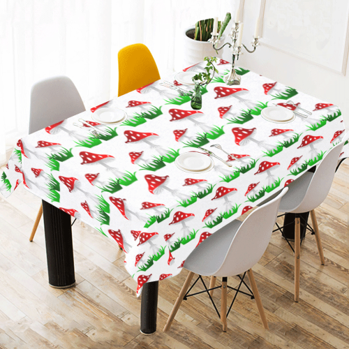 Toadstool red pattern Cotton Linen Tablecloth 60" x 90"