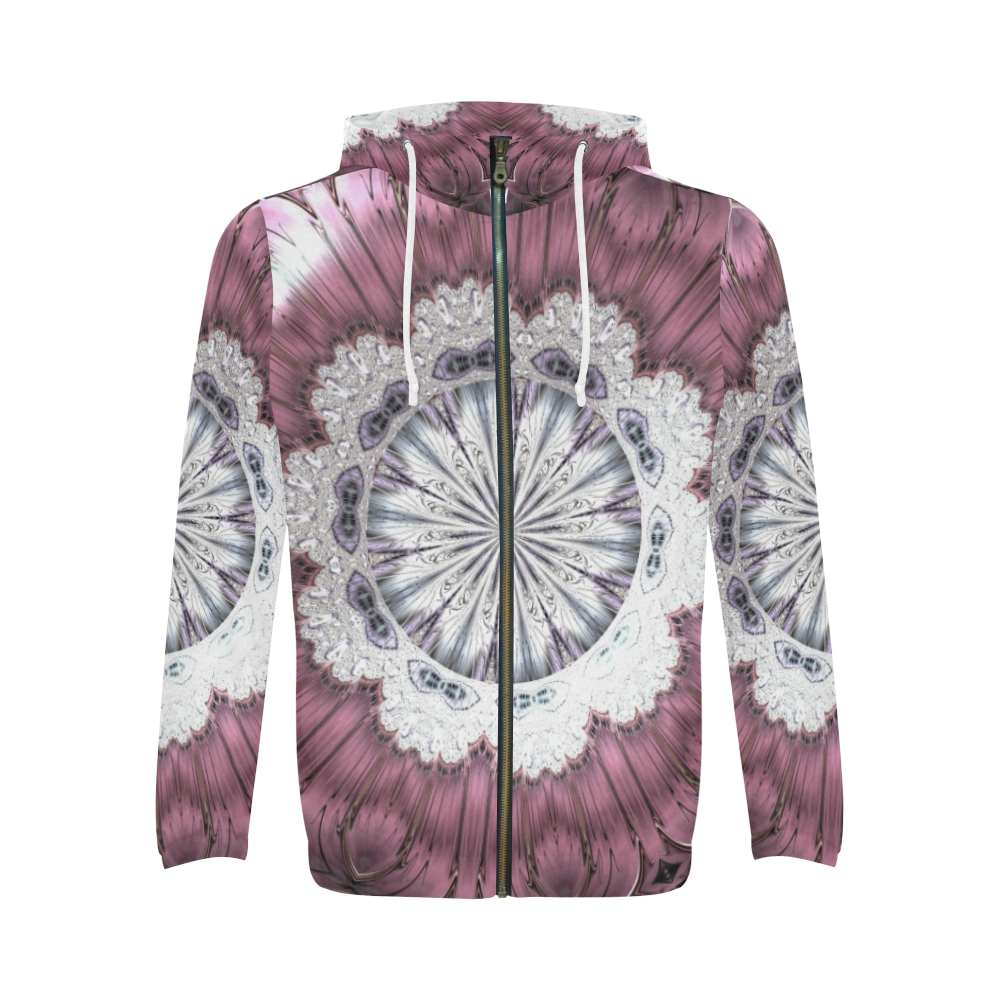 Bejeweled Royal Purple Diadem Fractal Abstract All Over Print Full Zip Hoodie for Men/Large Size (Model H14)