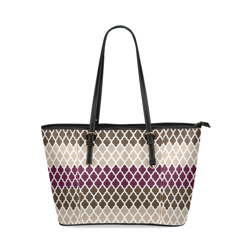 stripe lace pattern Leather Tote Bag/Large (Model 1640)