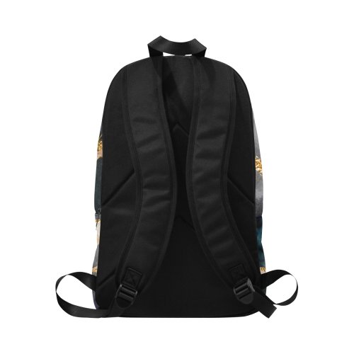 black and gold Fabric Backpack for Adult (Model 1659)