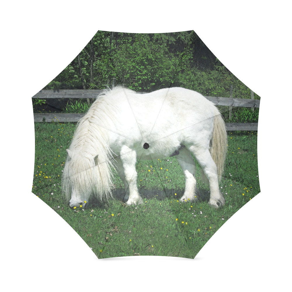 White pony photo print umbrella Foldable Umbrella (Model U01)