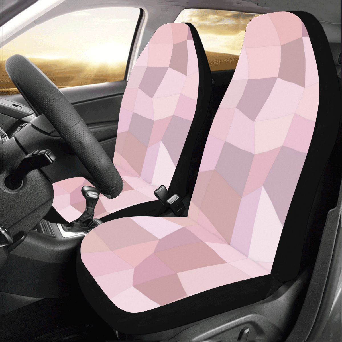Pastel Pink Mosaic Car Seat Covers (Set of 2)