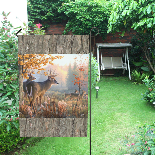 Deer Family Playing In Field Garden Flag 28''x40'' （Without Flagpole）