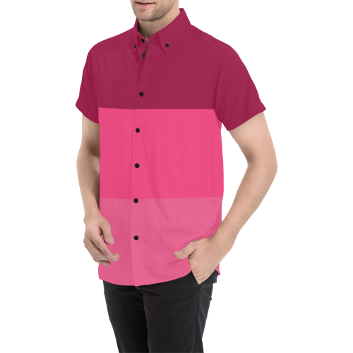 Tri-color in Pink Men's All Over Print Short Sleeve Shirt (Model T53)
