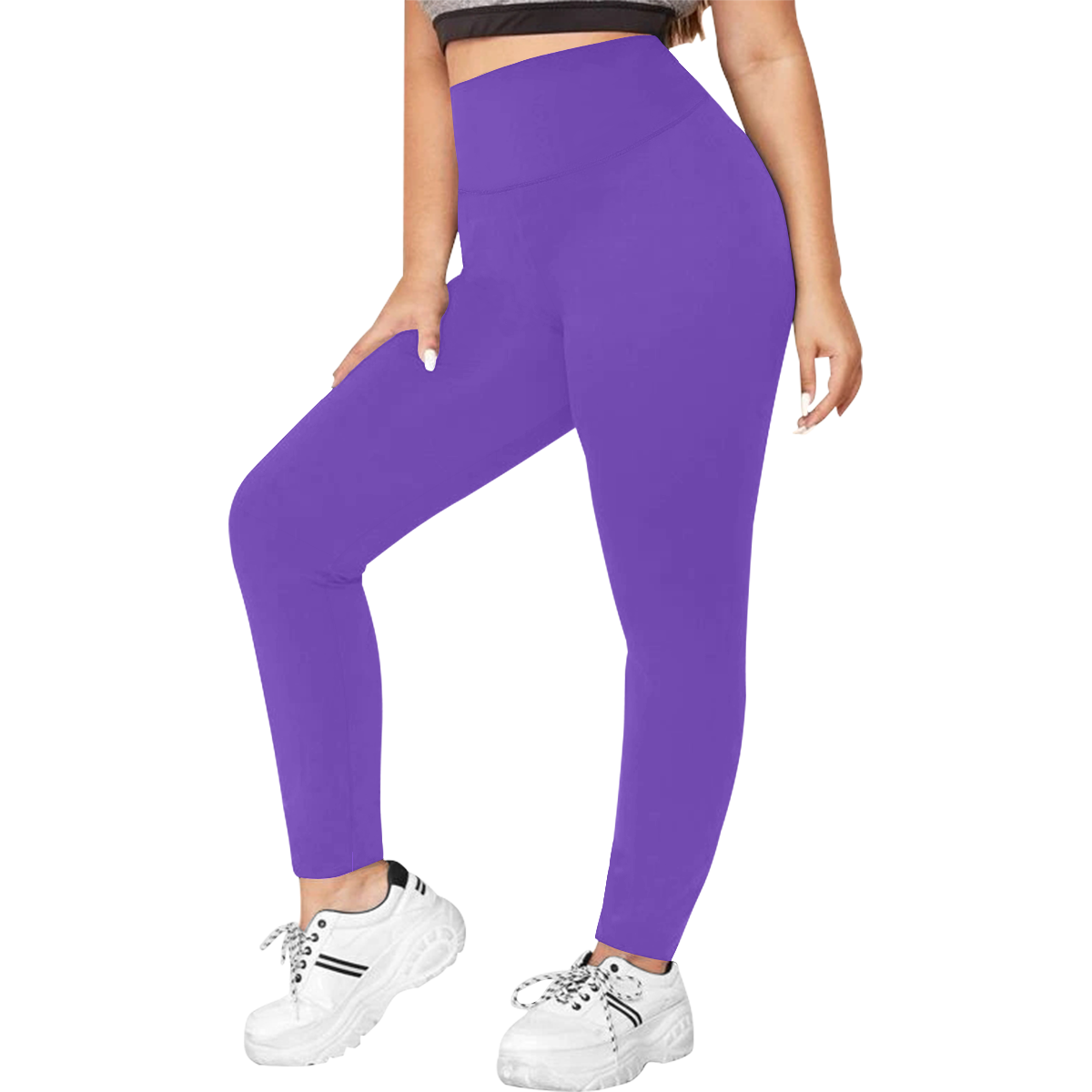 Purple Women's Plus Size High Waist Leggings (Model L44)