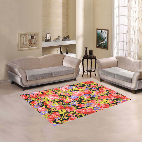 Colorful Flower Pattern Area Rug 5'3''x4'