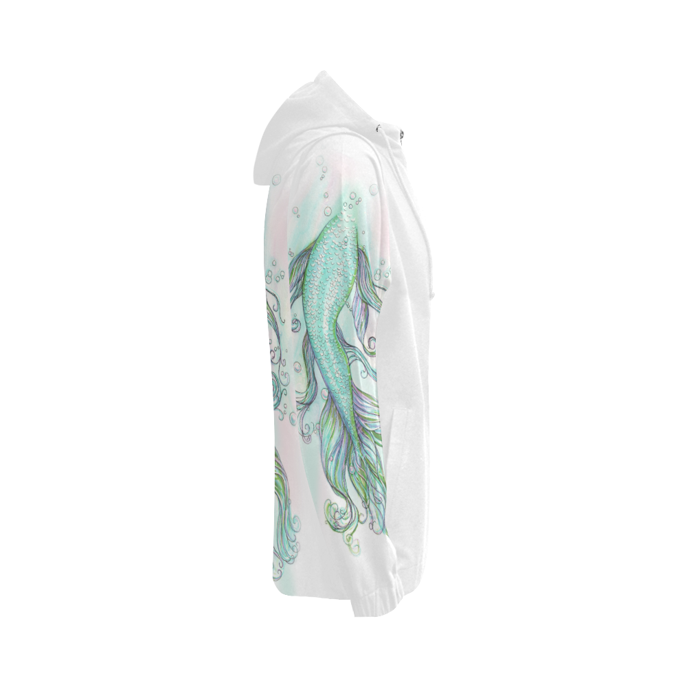 Mermaid Tail All Over Print Full Zip Hoodie for Women (Model H14)