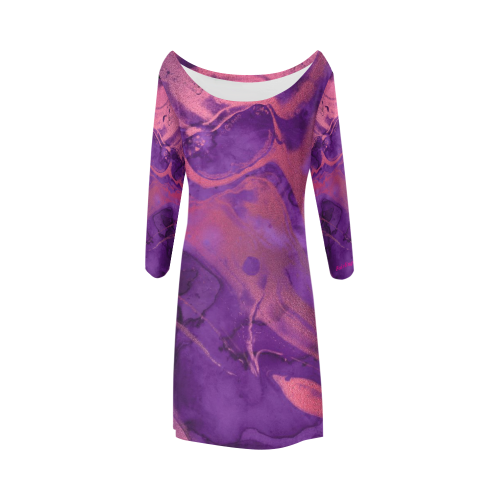 FD's Purple Marble Collection- Women's Purple Marble Bateau A-Line Dress 53086 Bateau A-Line Skirt (D21)