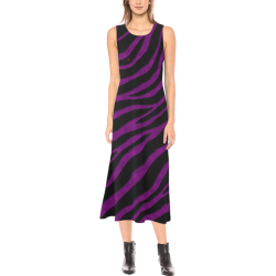 Ripped SpaceTime Stripes - Purple Phaedra Sleeveless Open Fork Long Dress (Model D08)