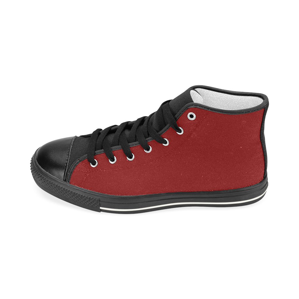 Red Wine and Black Women's Classic High Top Canvas Shoes (Model 017)