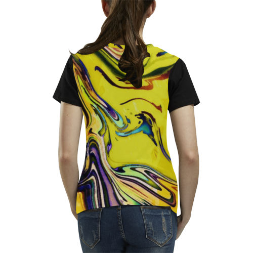 Yellow marble All Over Print T-Shirt for Women (USA Size) (Model T40)